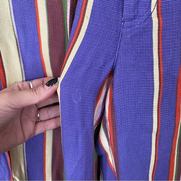 Free People La Paz Slim Crop Multicolored Striped Pants Size 6 - Picture 6 of 16